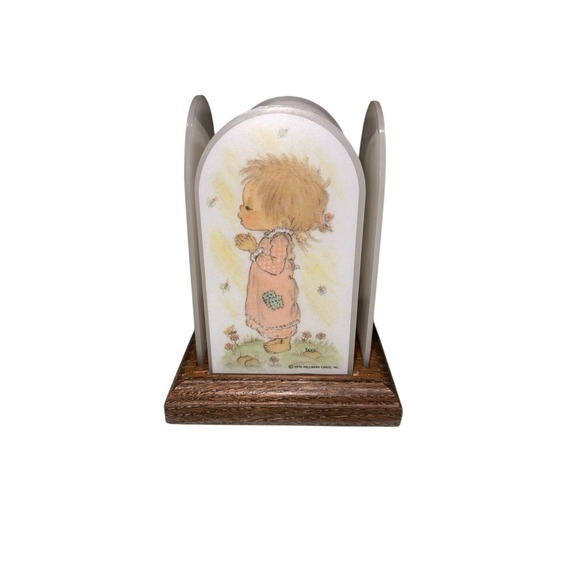 Vintage 1976 Hallmark Moodlight Candle Holder Holly‎ Hobbie Votive Praying Kids